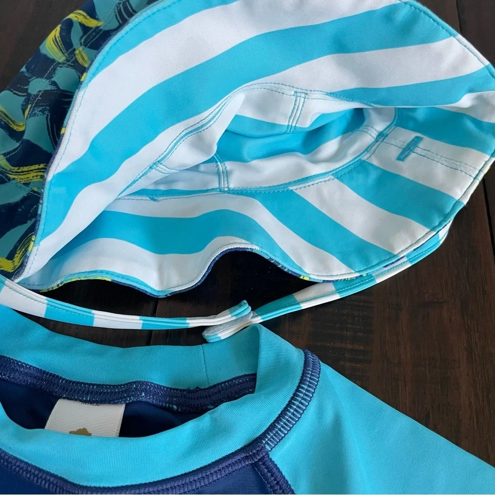 Nordstrom Baby Tucker + Tate 3 Blue Swim Set with Matching Hat NEW